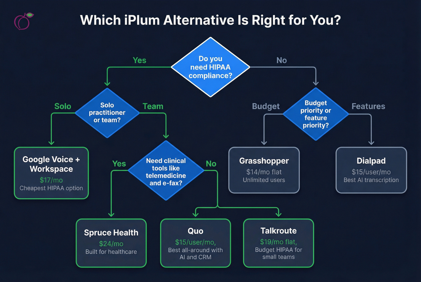 Decision tree for choosing the right iPlum alternative