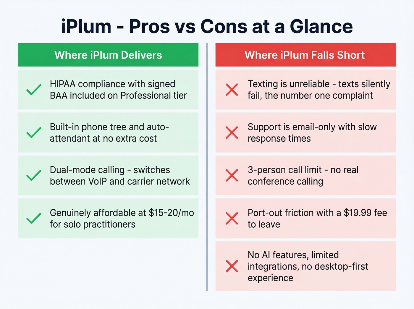 iPlum pros and cons visual comparison card