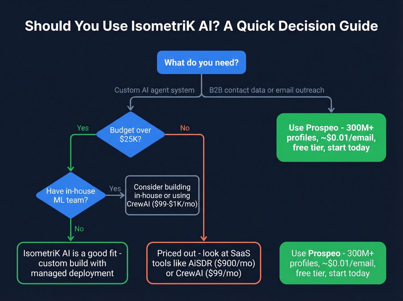 Decision flowchart for choosing IsometriK AI or alternatives