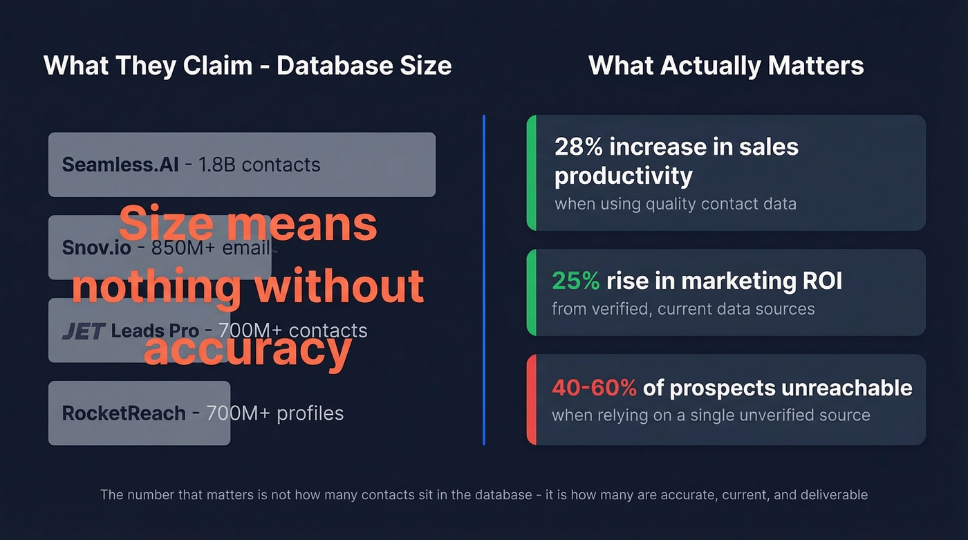 Database size claims vs verified accuracy comparison