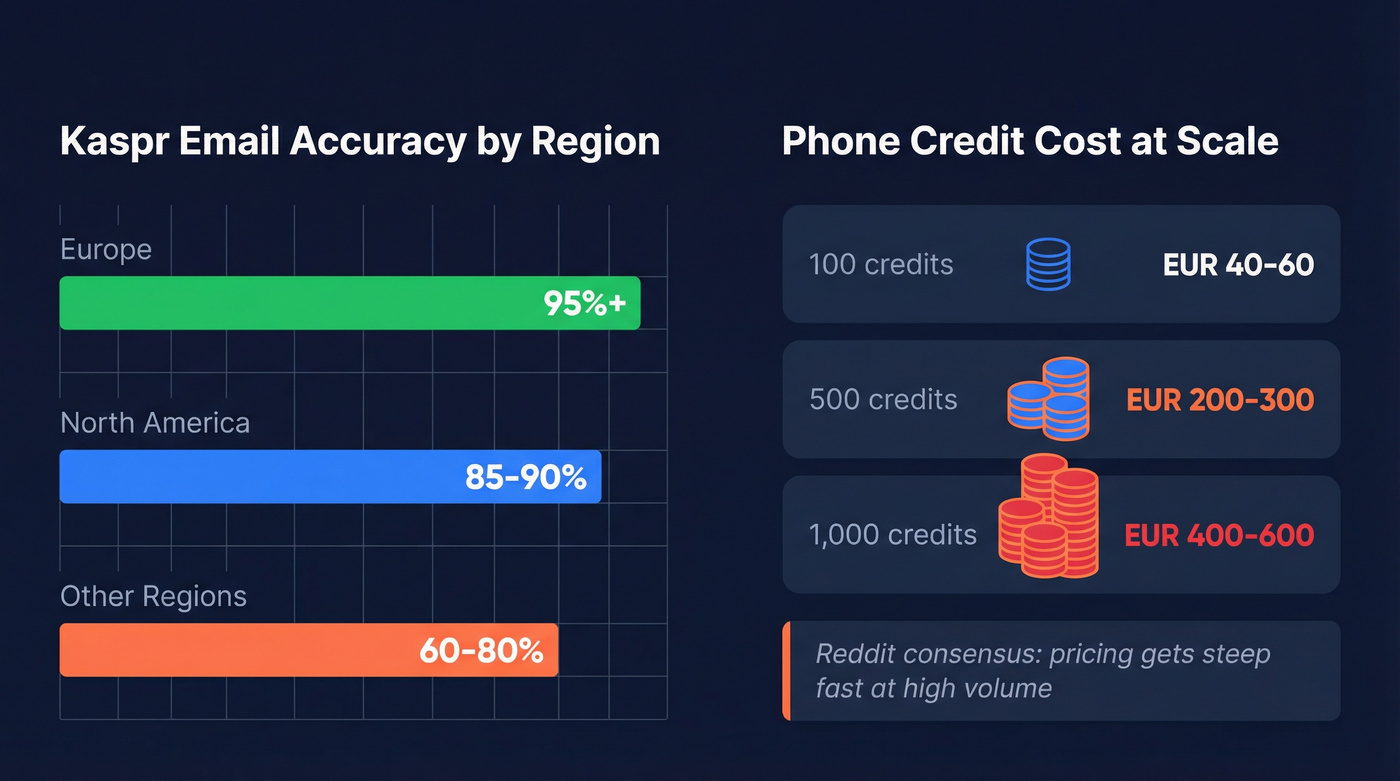 Kaspr accuracy and cost breakdown by region