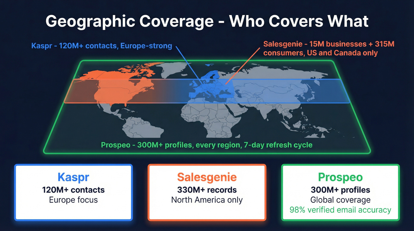 Geographic coverage comparison across three platforms