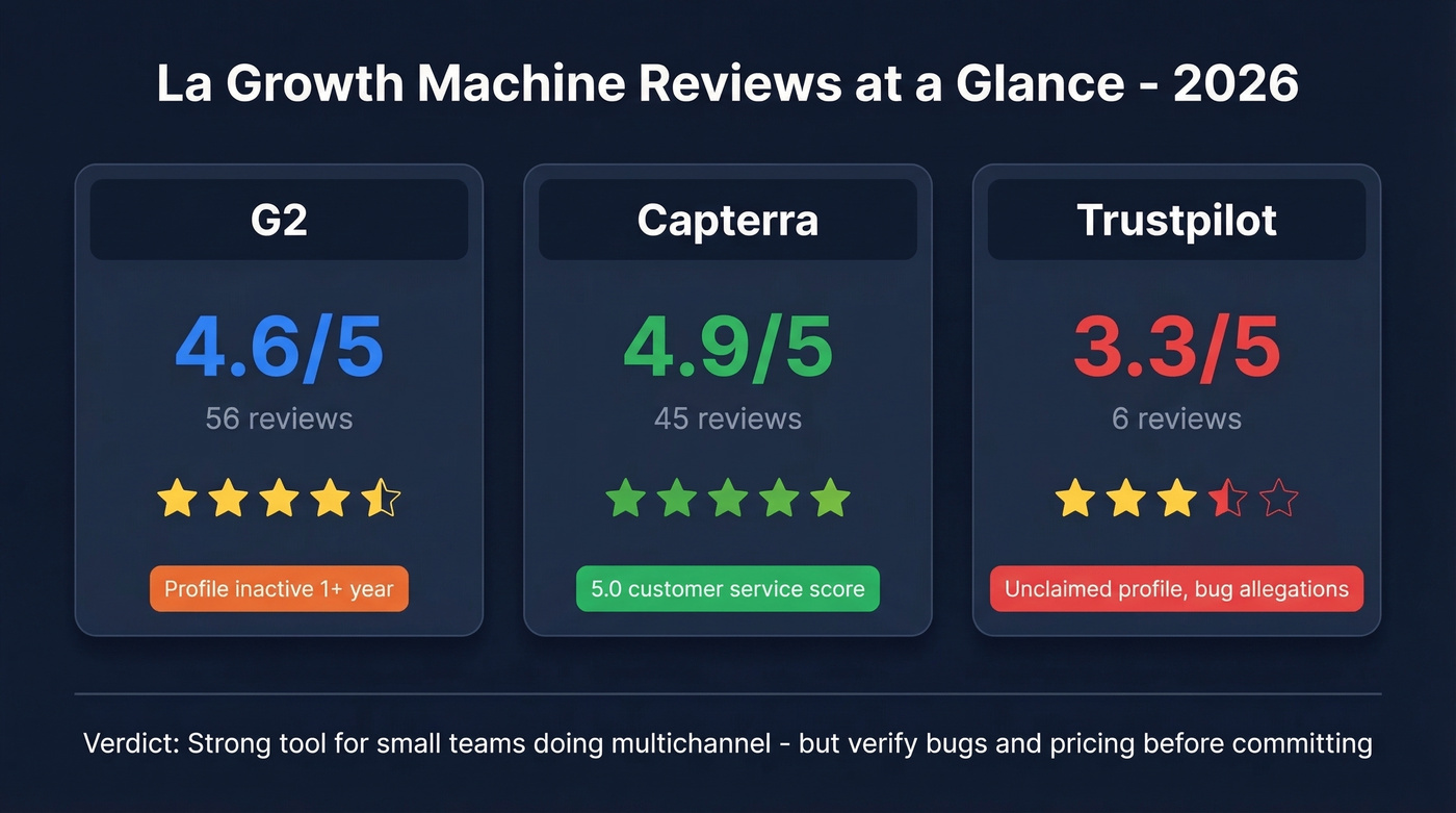 La Growth Machine review scores across platforms