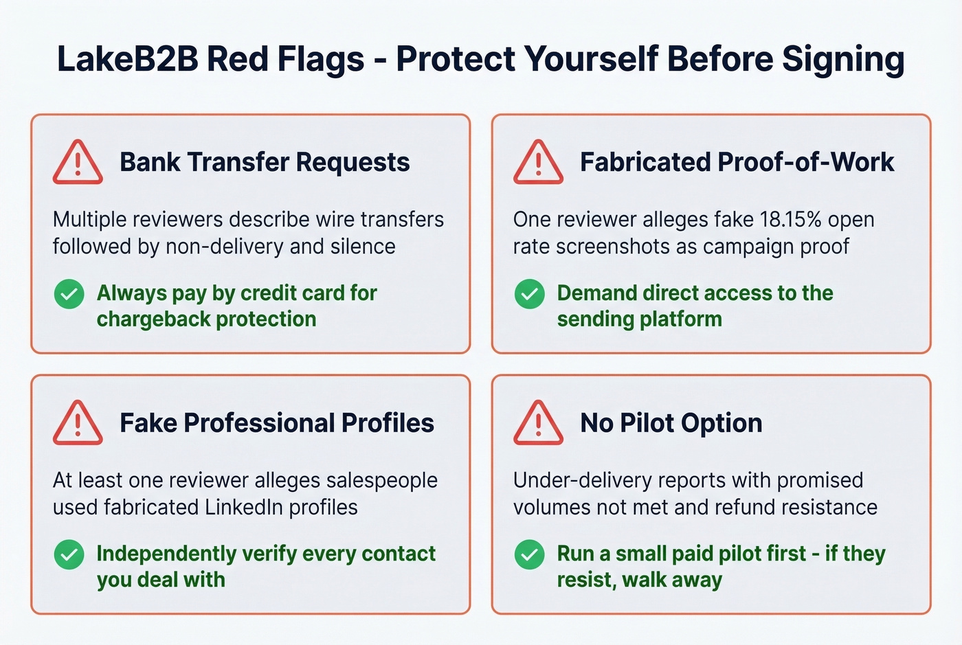 LakeB2B red flags checklist with protective actions