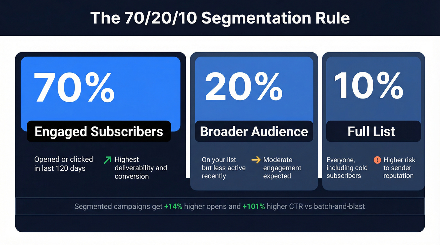 70-20-10 engagement segmentation rule visual breakdown