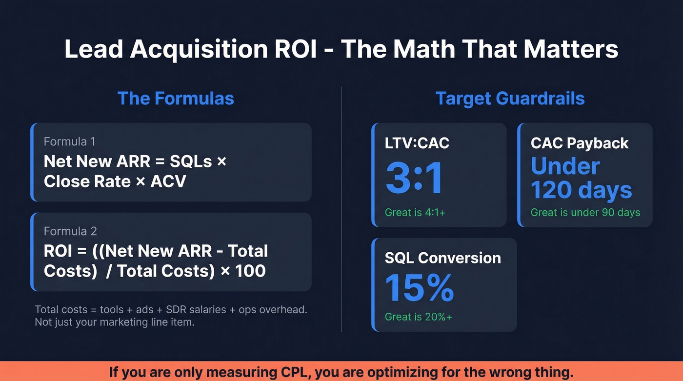 ROI formulas and target guardrails for lead acquisition