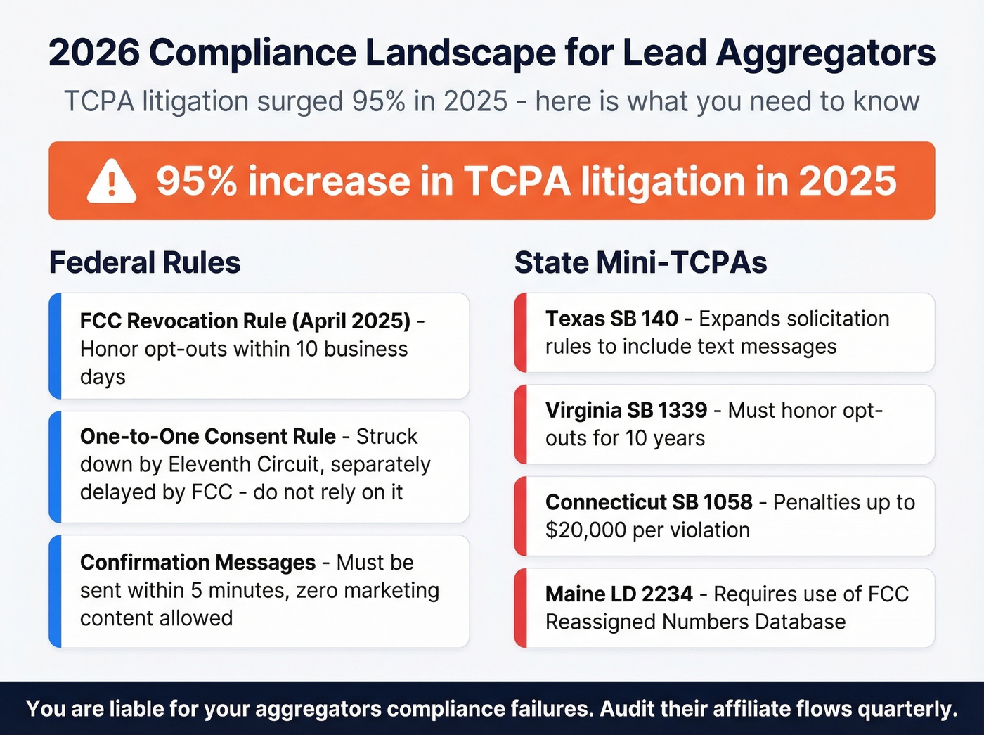 2026 TCPA and state compliance risk map for lead aggregators