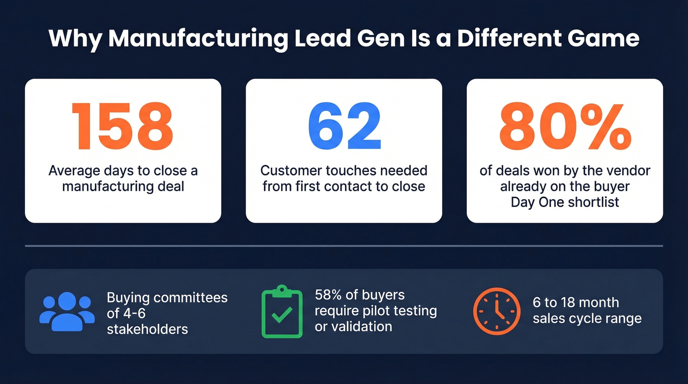 Manufacturing sales cycle key stats infographic