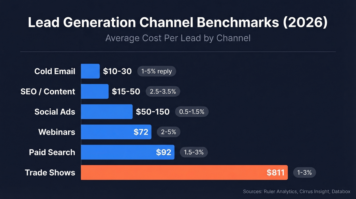 Lead generation channel benchmarks comparison chart
