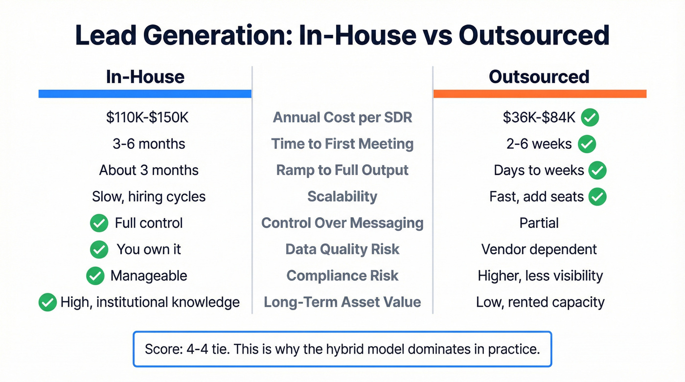 Head-to-head comparison of outsourced vs in-house lead gen