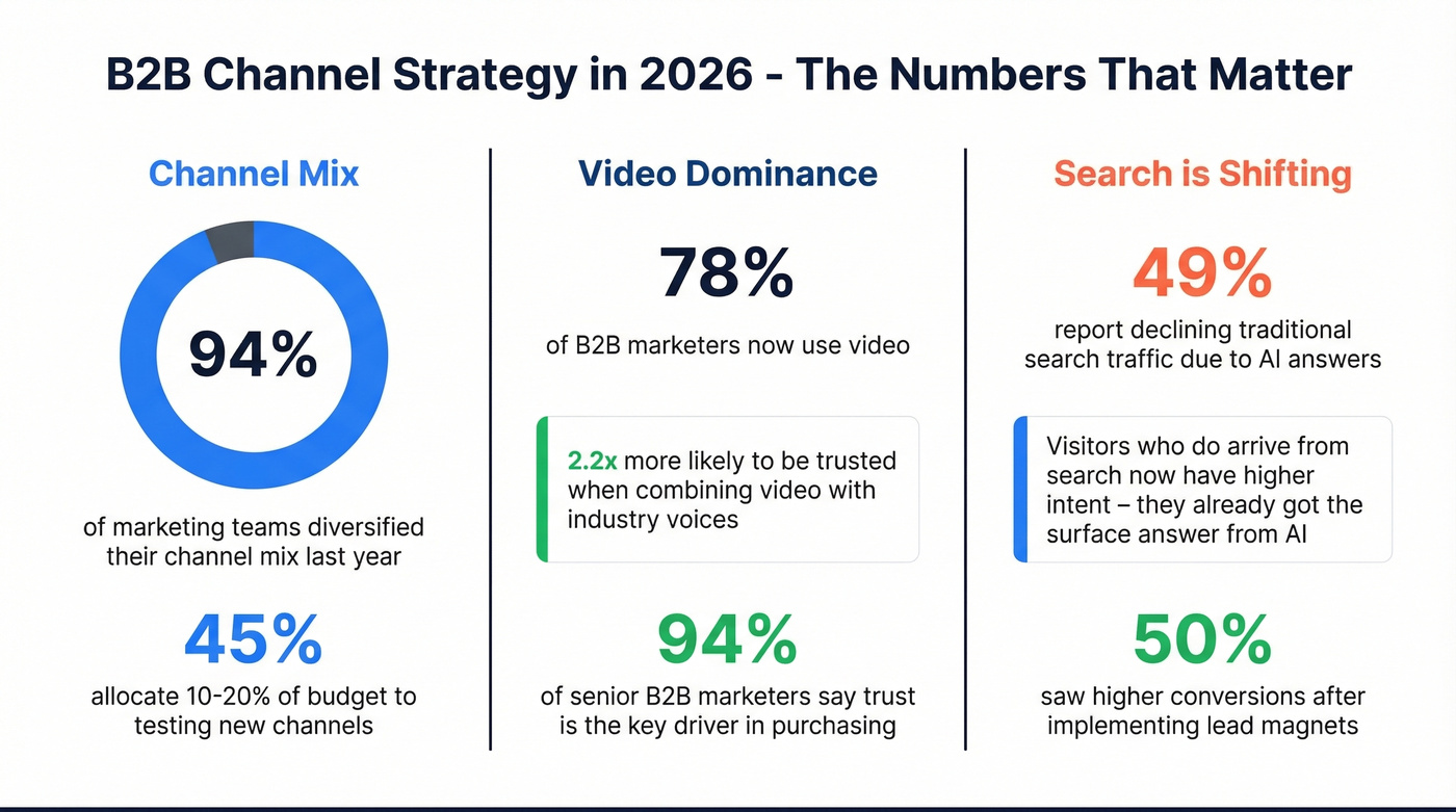 Channel diversification and content format statistics for 2026