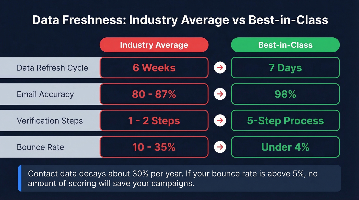 Data freshness industry average vs best-in-class comparison