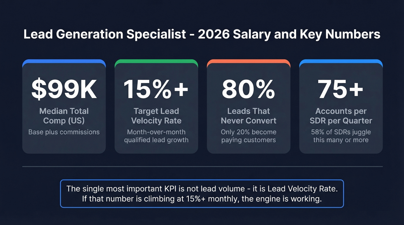Lead generation specialist salary data and key stats for 2026