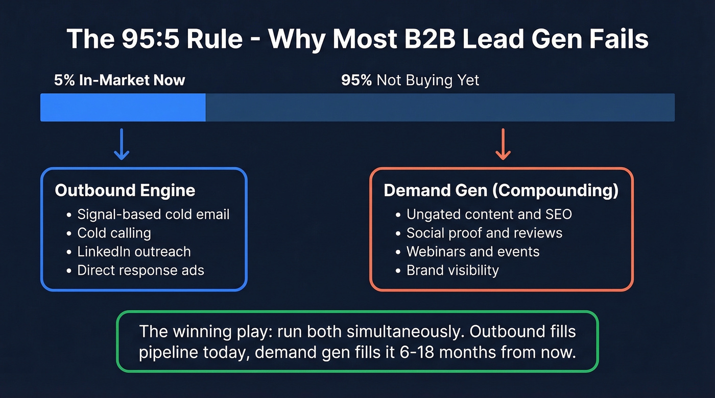 95:5 rule showing outbound vs demand gen split