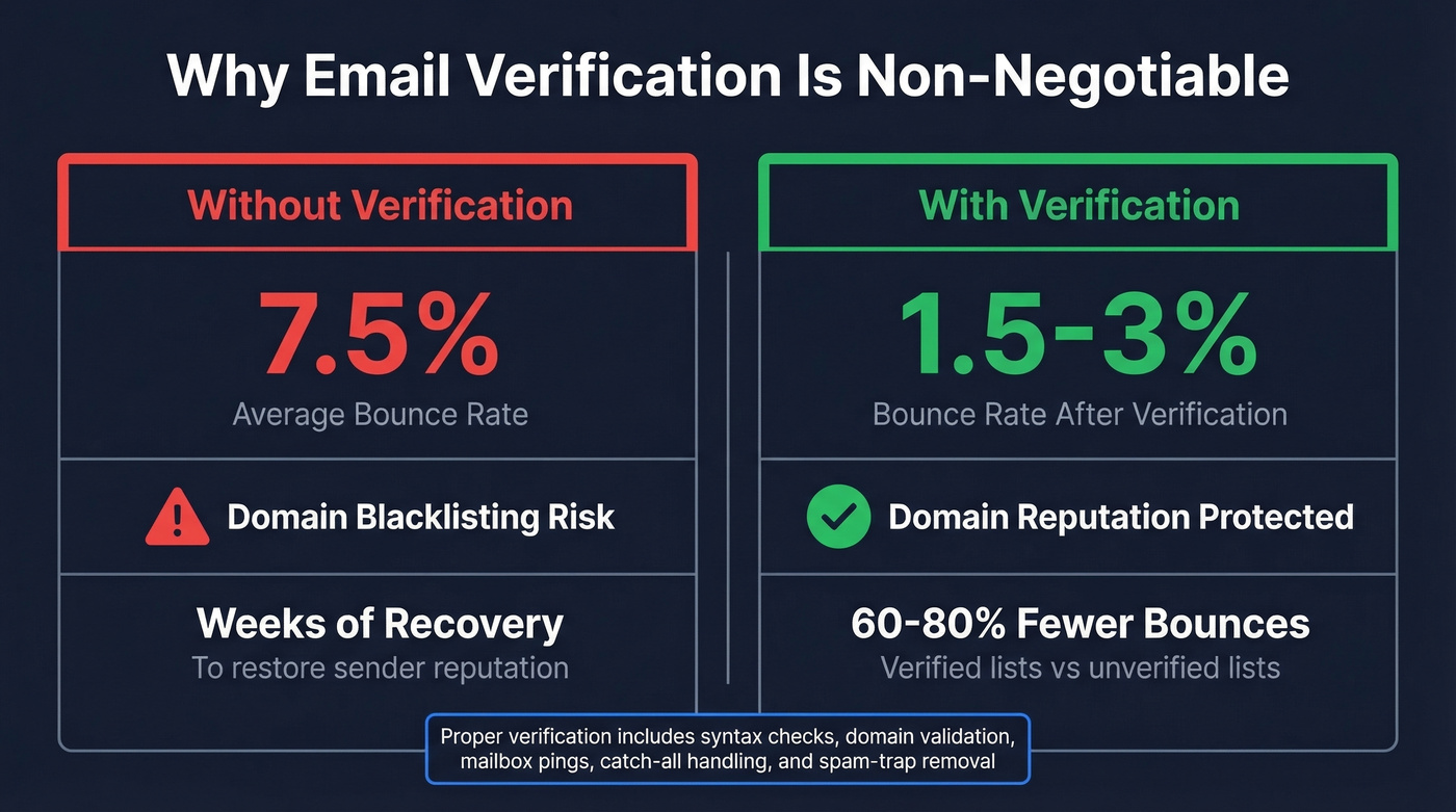 Email verification impact statistics before and after