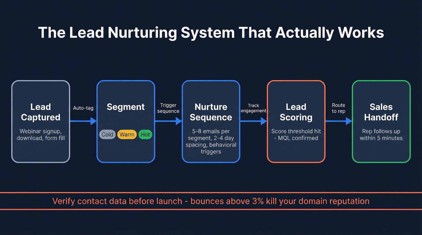 Lead nurturing system overview from lead to closed deal