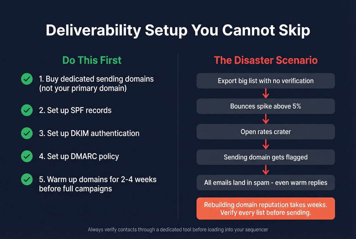 Email deliverability setup checklist before sending outbound