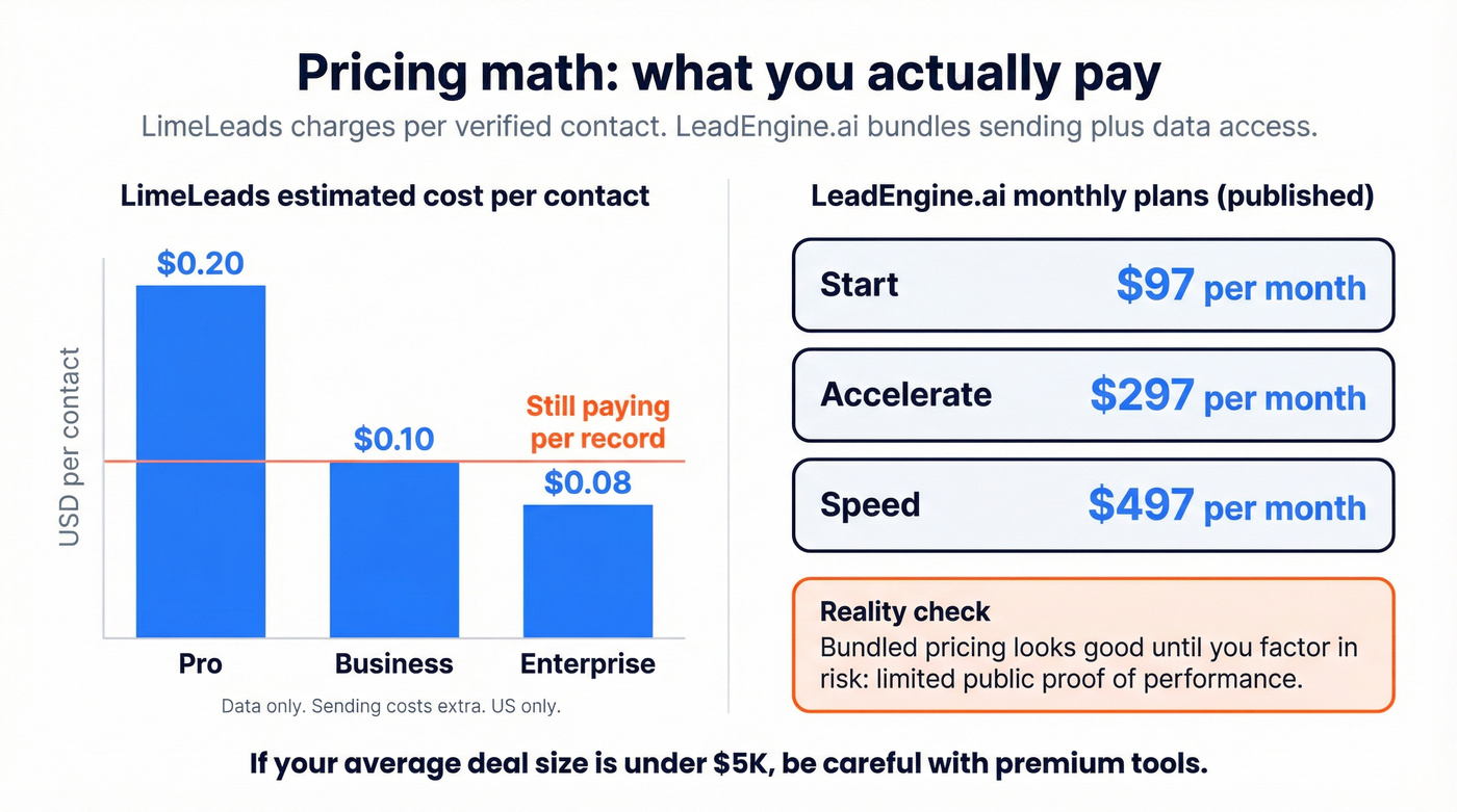 Cost per contact and monthly pricing visual comparison