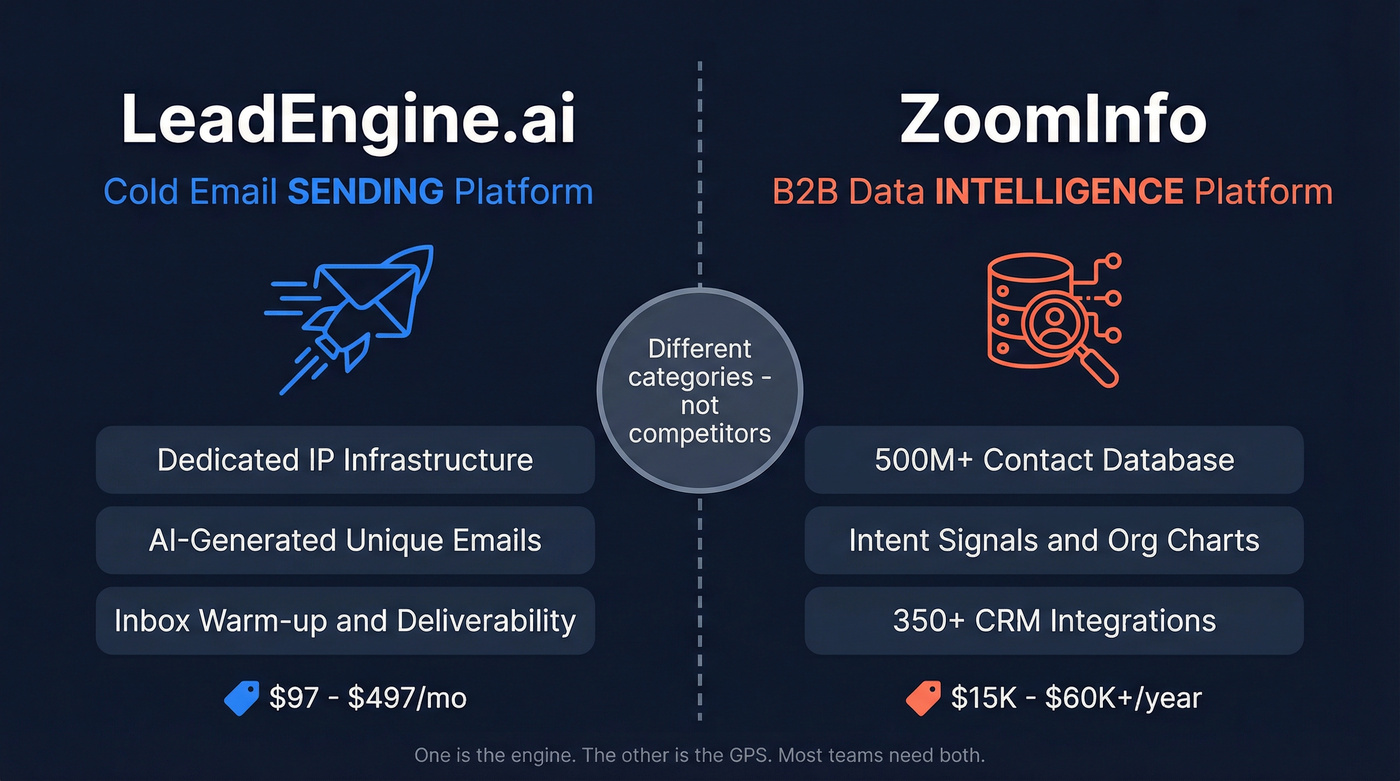 LeadEngine.ai vs ZoomInfo category difference diagram