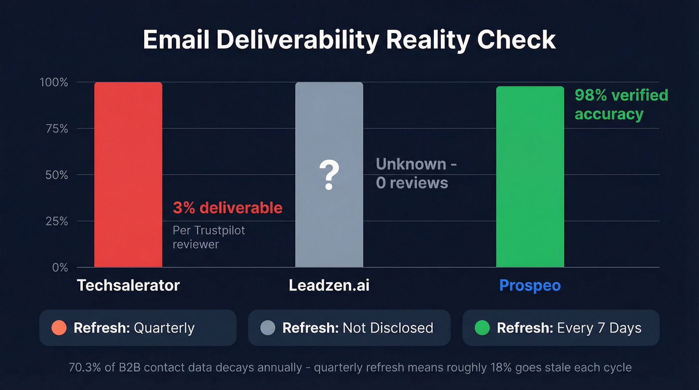 Data quality and deliverability comparison across three providers