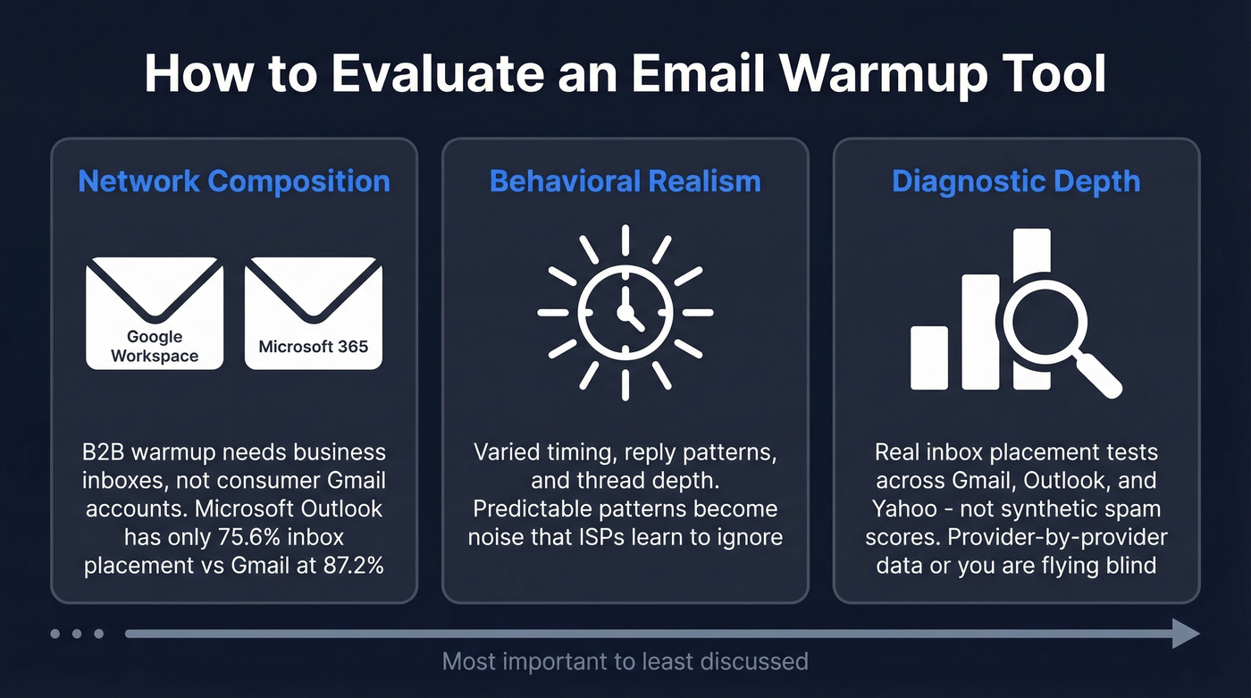 Three pillars for evaluating email warmup tools