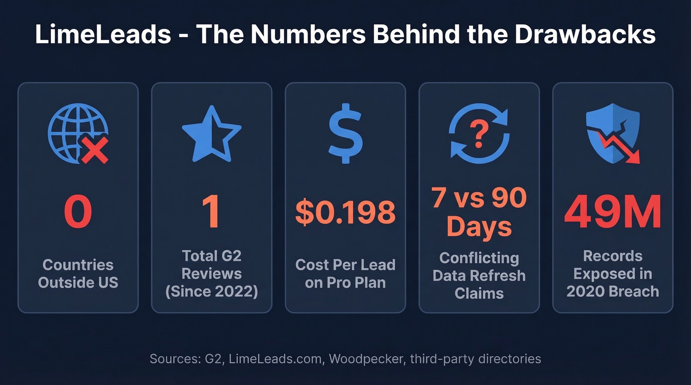 LimeLeads key drawbacks visualized with stats