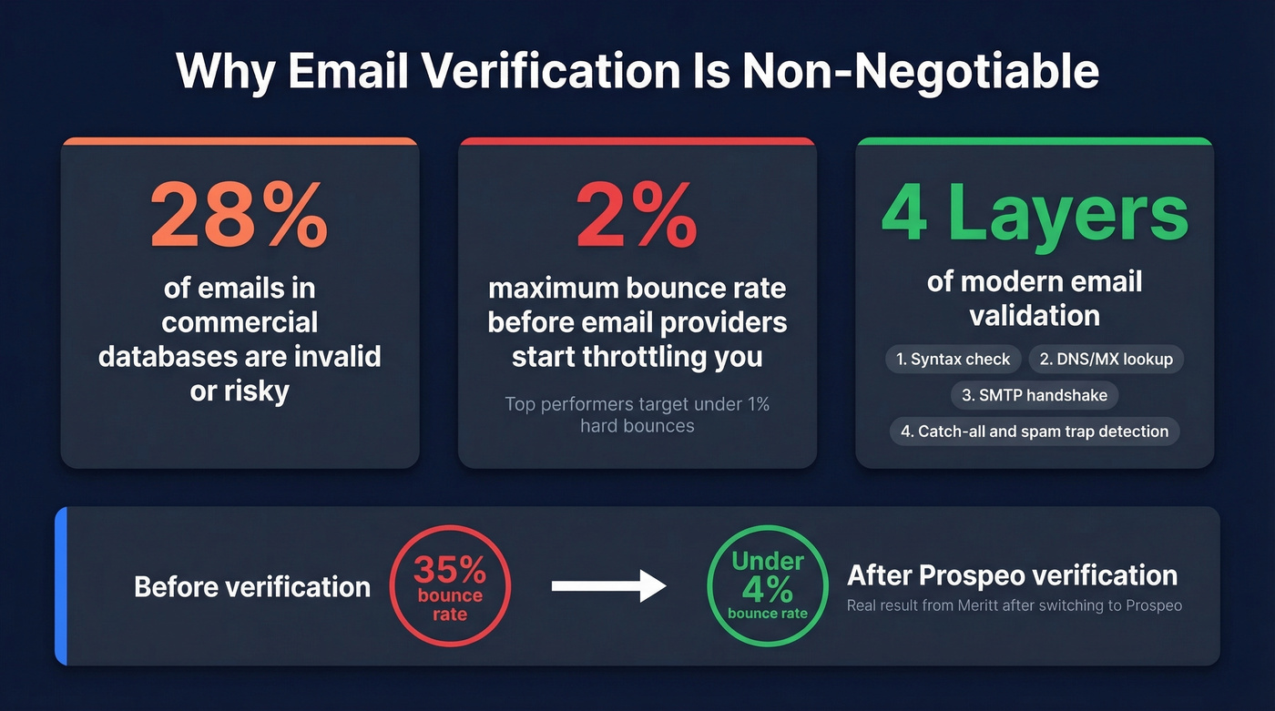 Email verification stats and bounce rate threshold visual