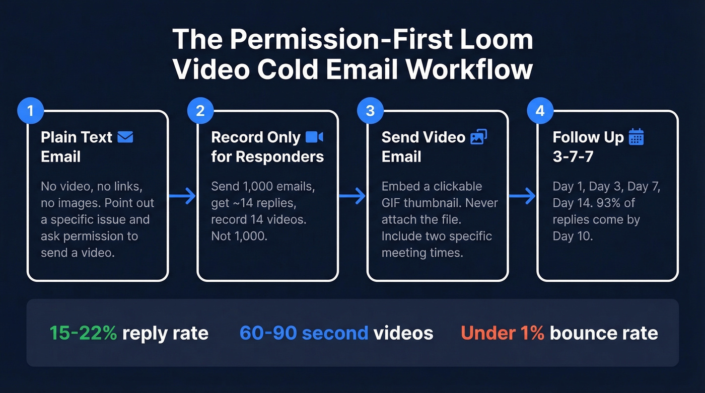 Permission-first Loom video cold email workflow in four steps