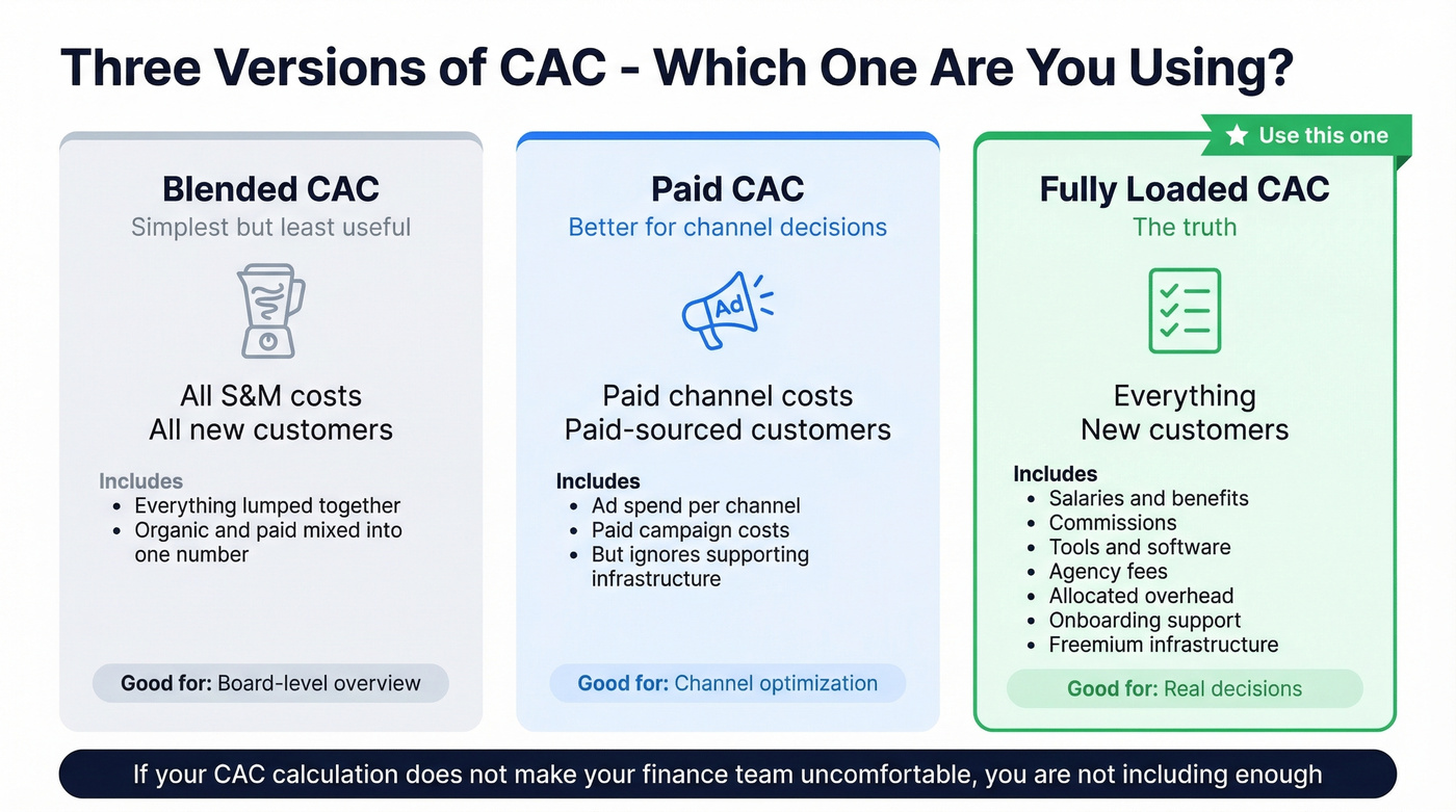 Three versions of CAC from simple to fully loaded