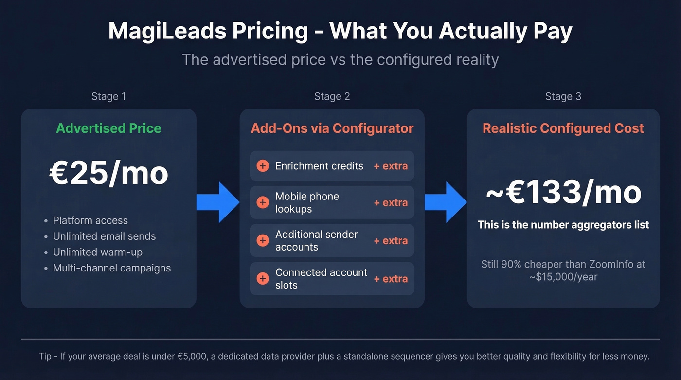 MagiLeads pricing configurator breakdown explained visually
