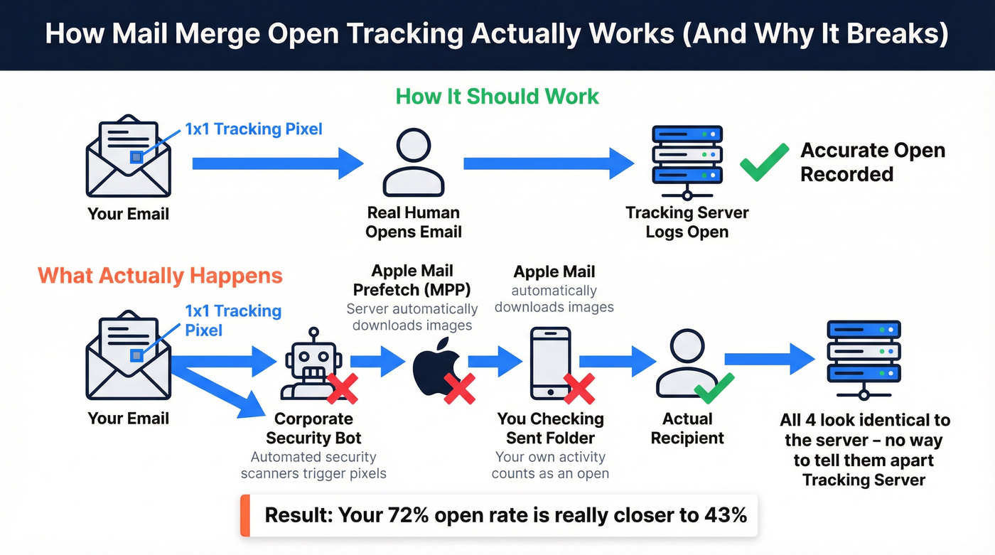 How email tracking pixels fire from different sources