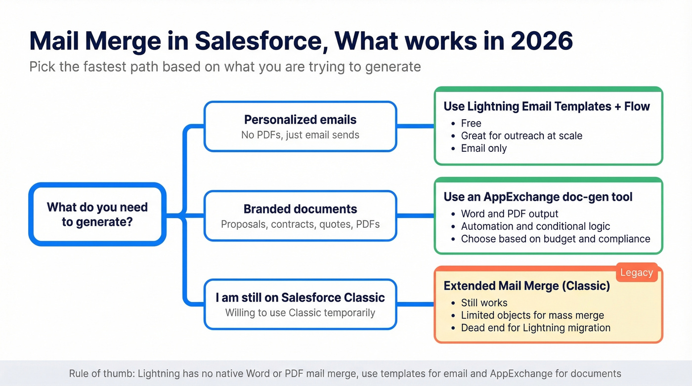 Decision tree for best Salesforce merge alternative