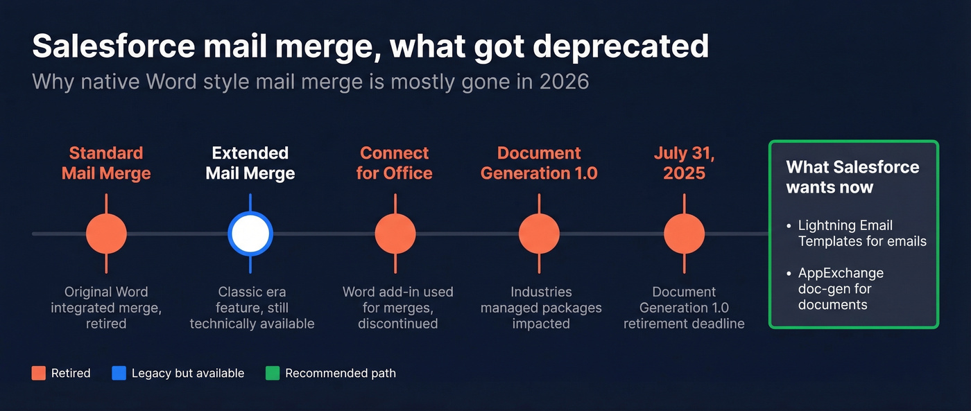 Timeline of Salesforce mail merge retirements