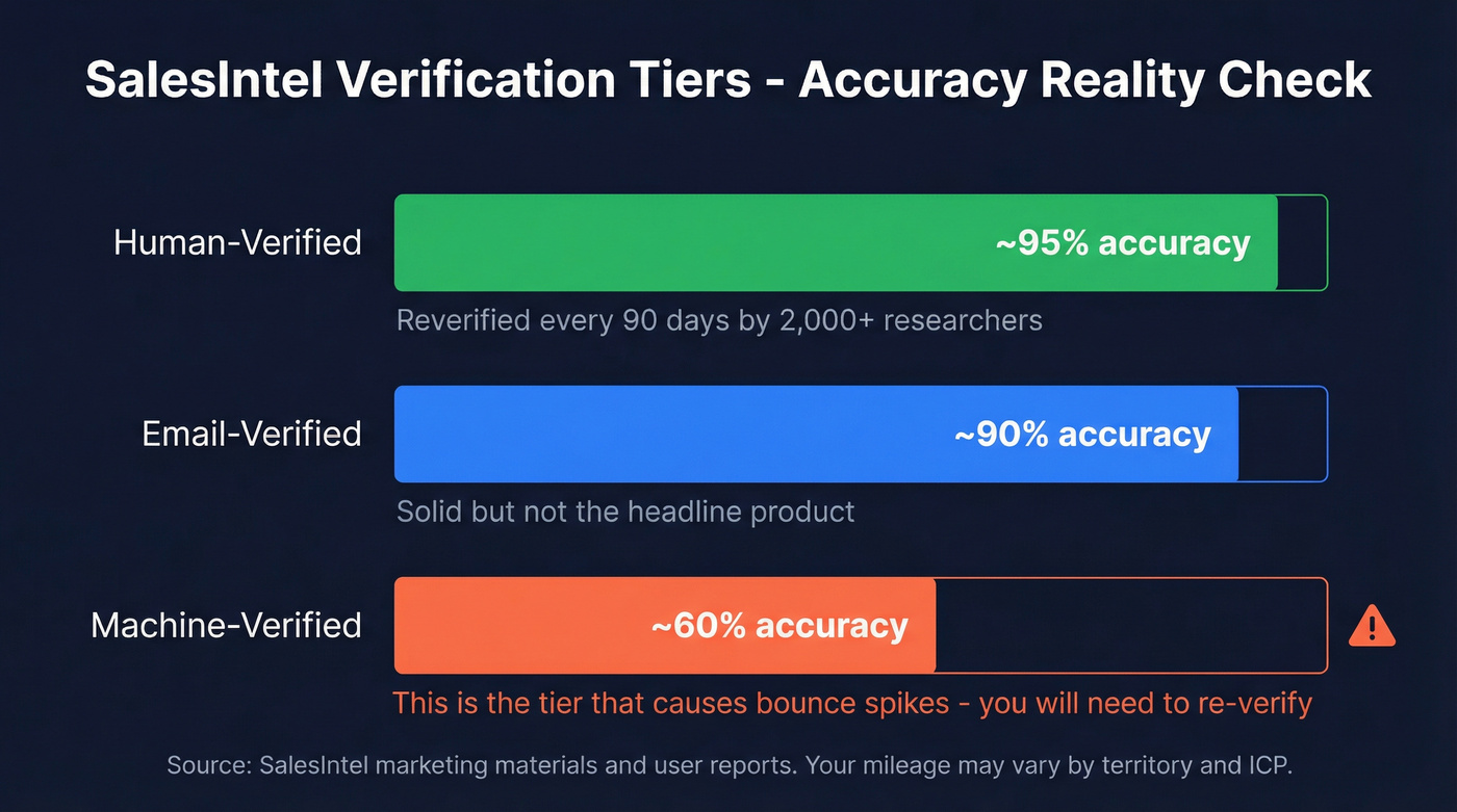 SalesIntel verification tier accuracy breakdown chart