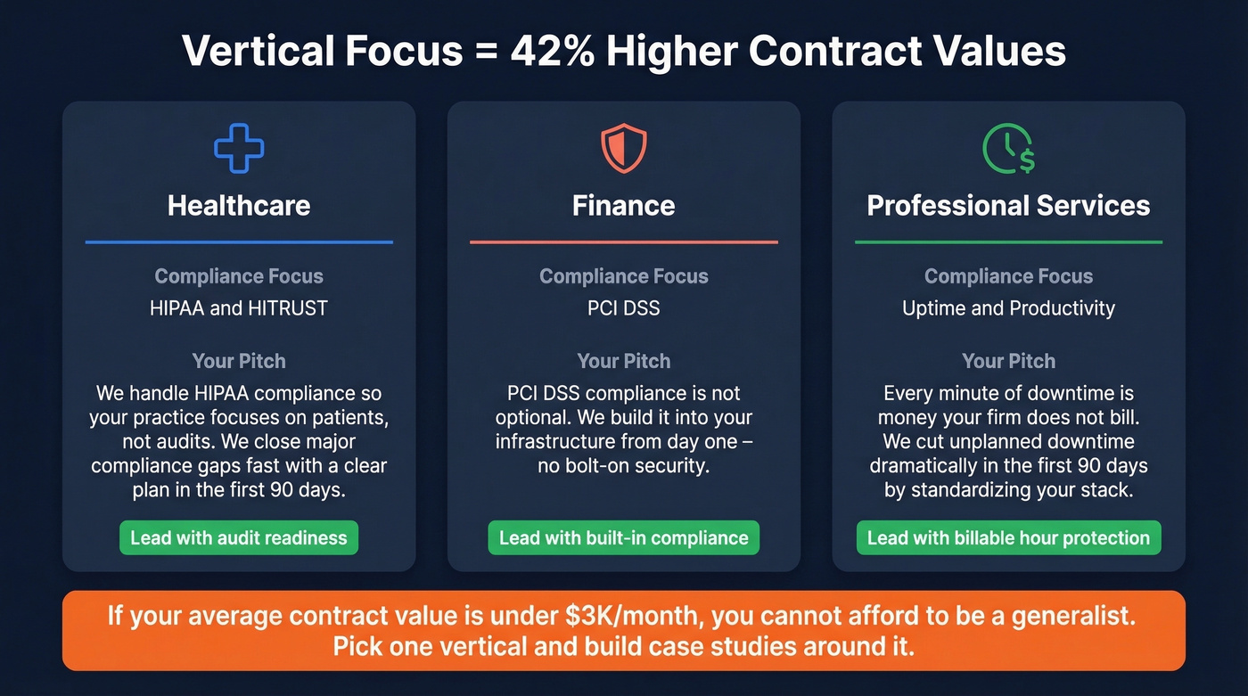 MSP vertical pitch variations for healthcare, finance, and professional services