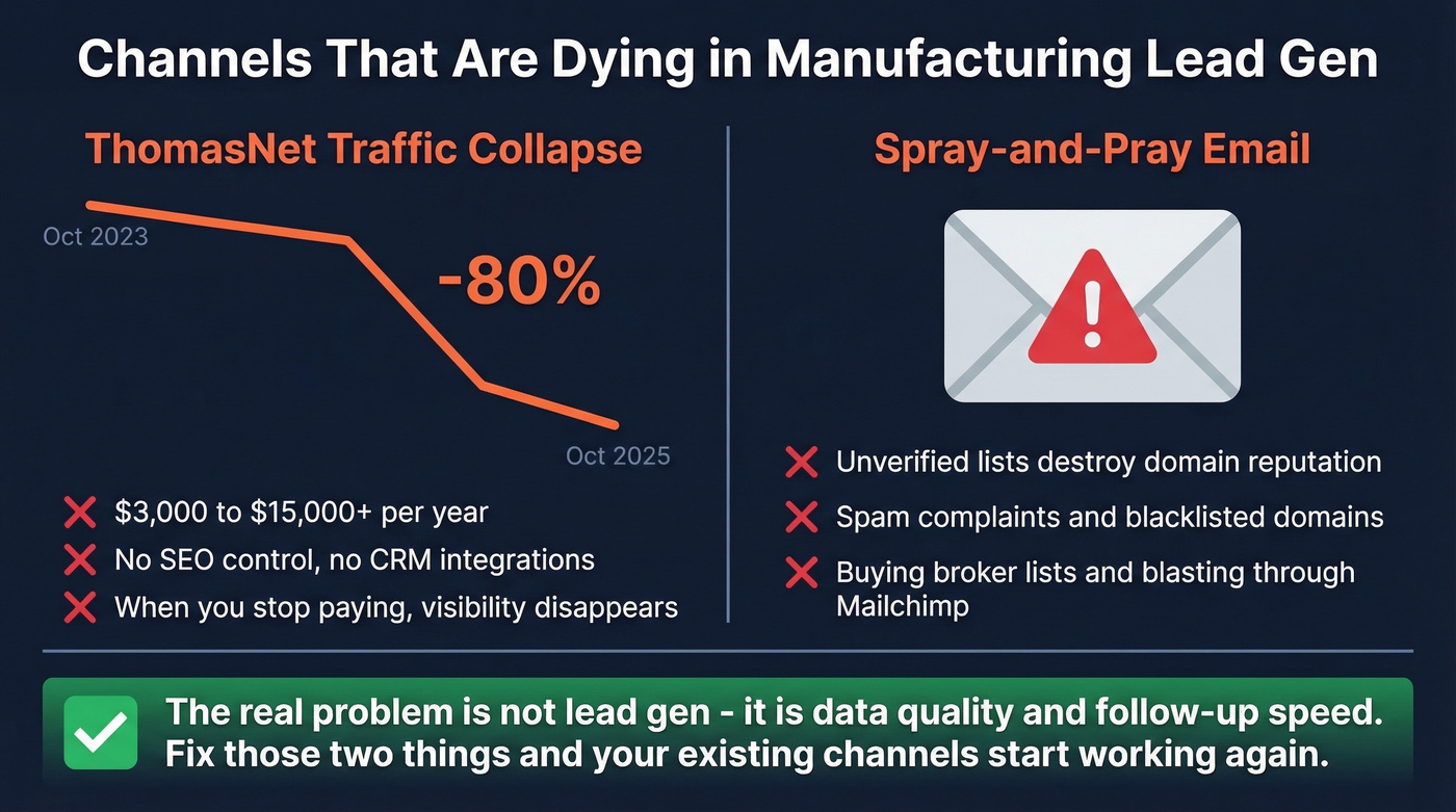 ThomasNet traffic decline 80 percent drop visualization