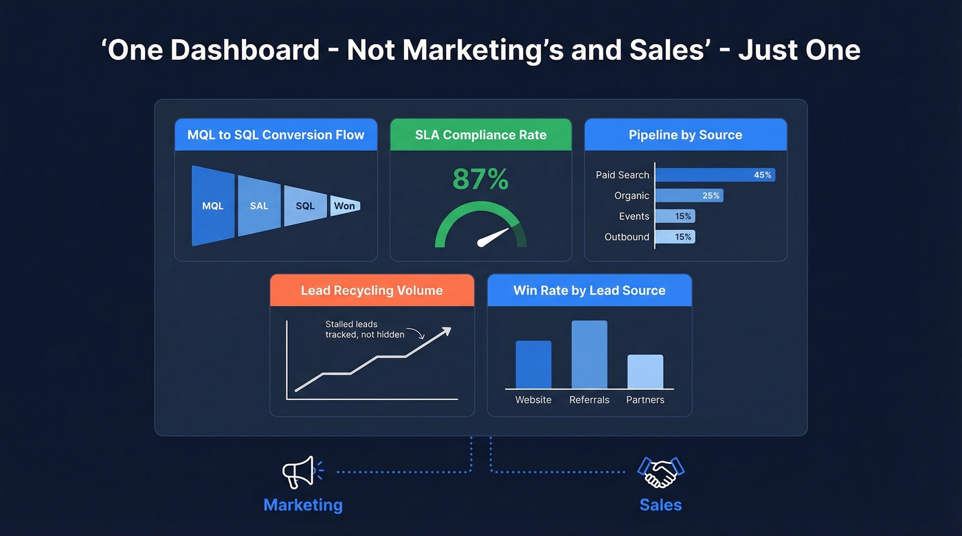 Shared marketing sales alignment dashboard layout