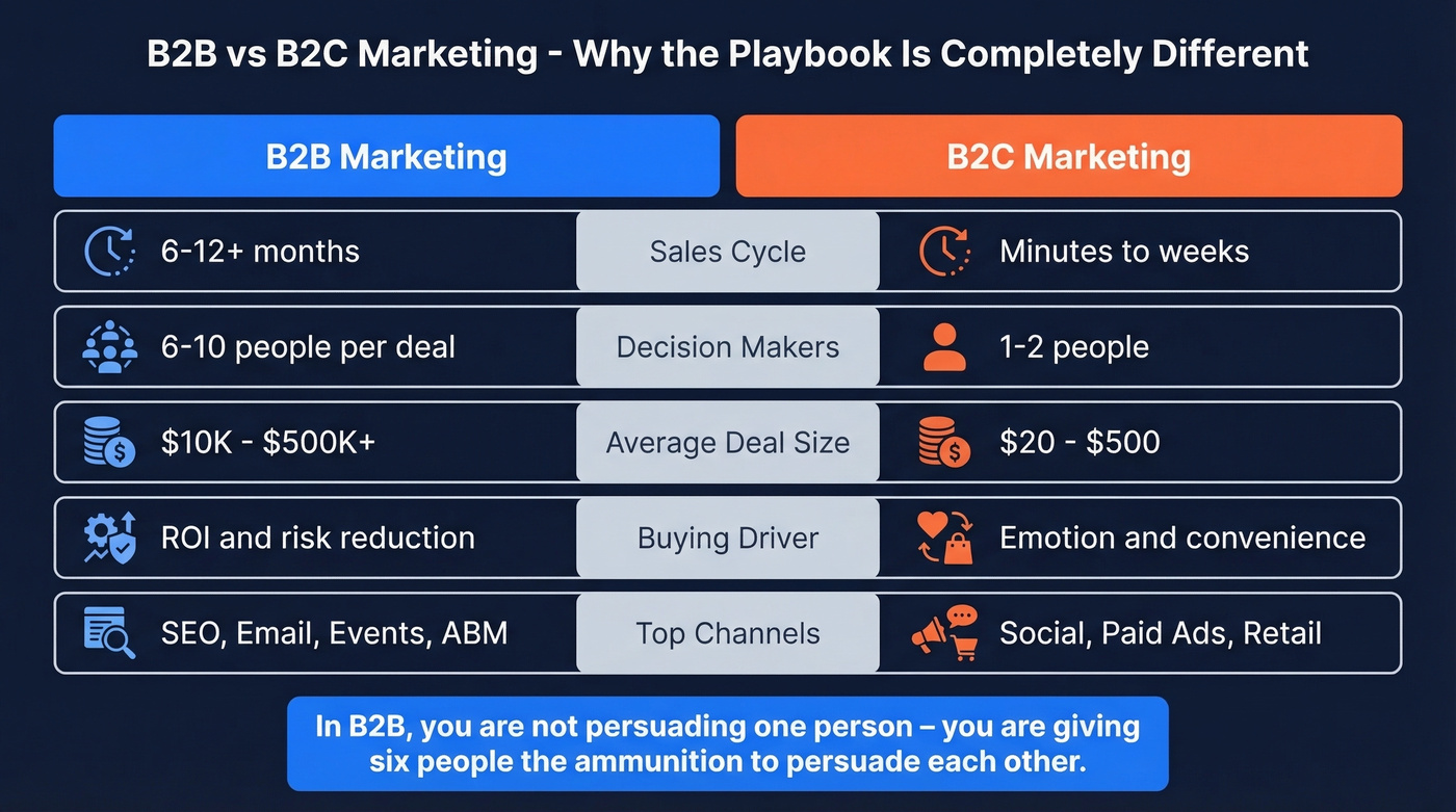 B2B vs B2C marketing differences visual comparison