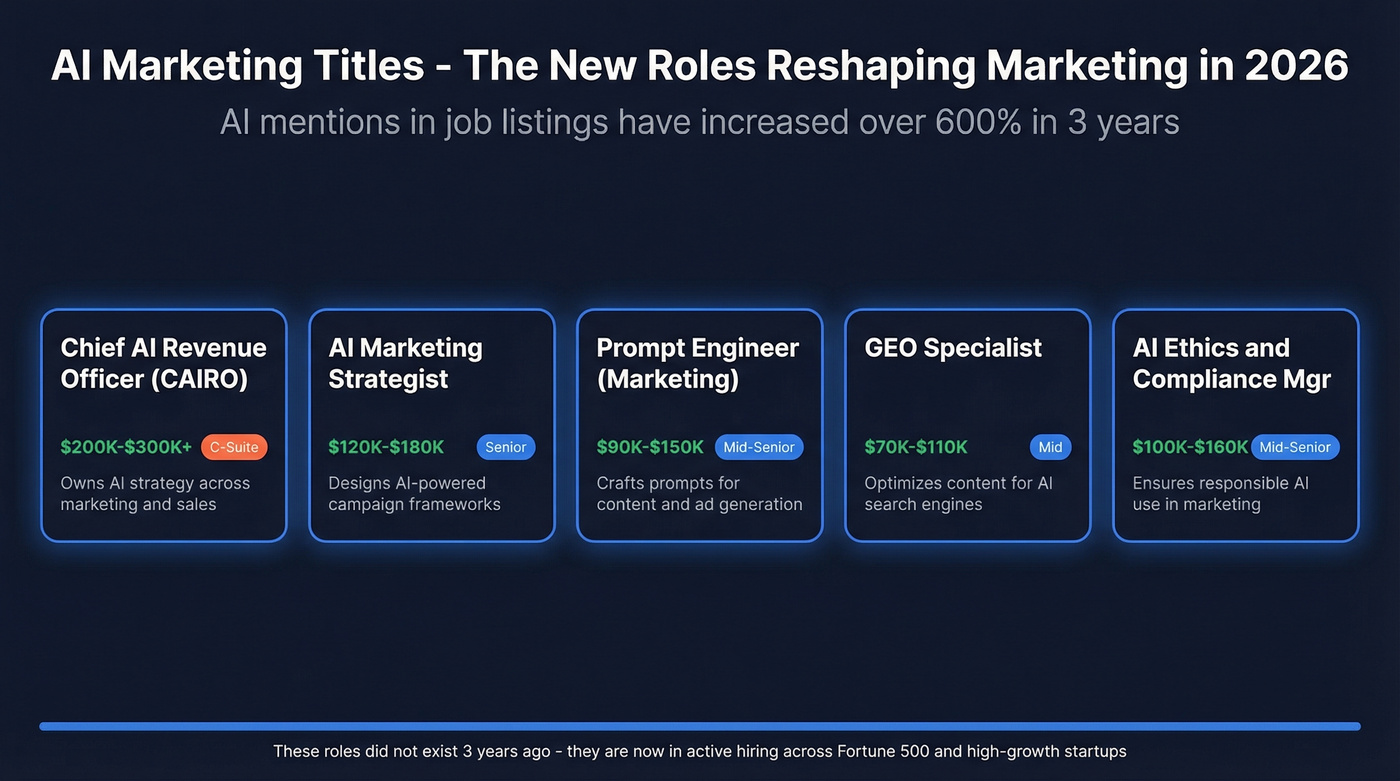 Emerging AI marketing job titles with salary ranges