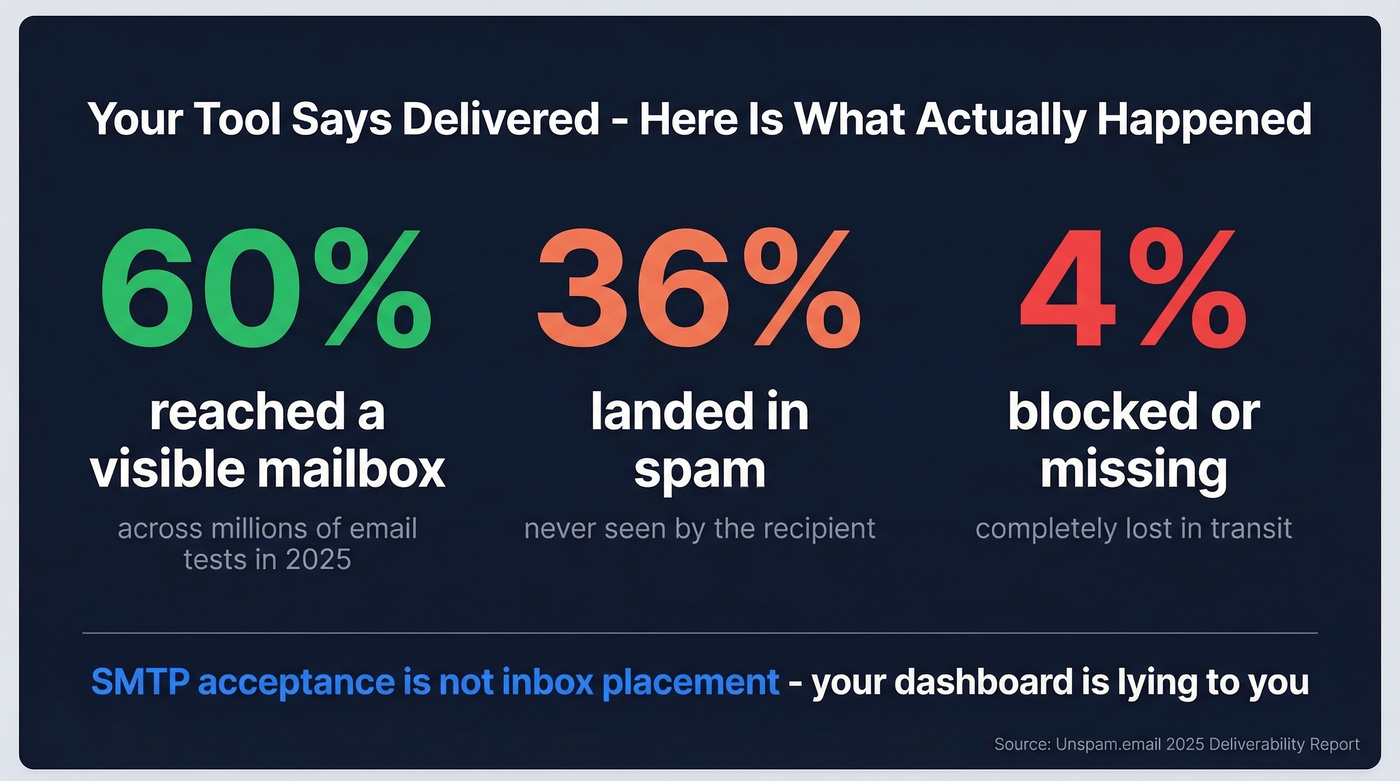 Mass email deliverability gap stat highlight card