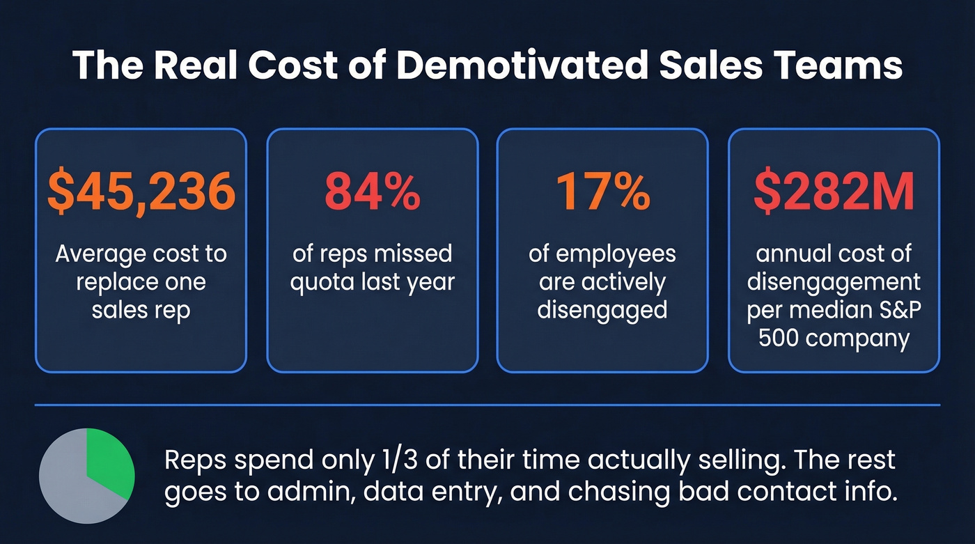 Key sales motivation statistics and costs visualization
