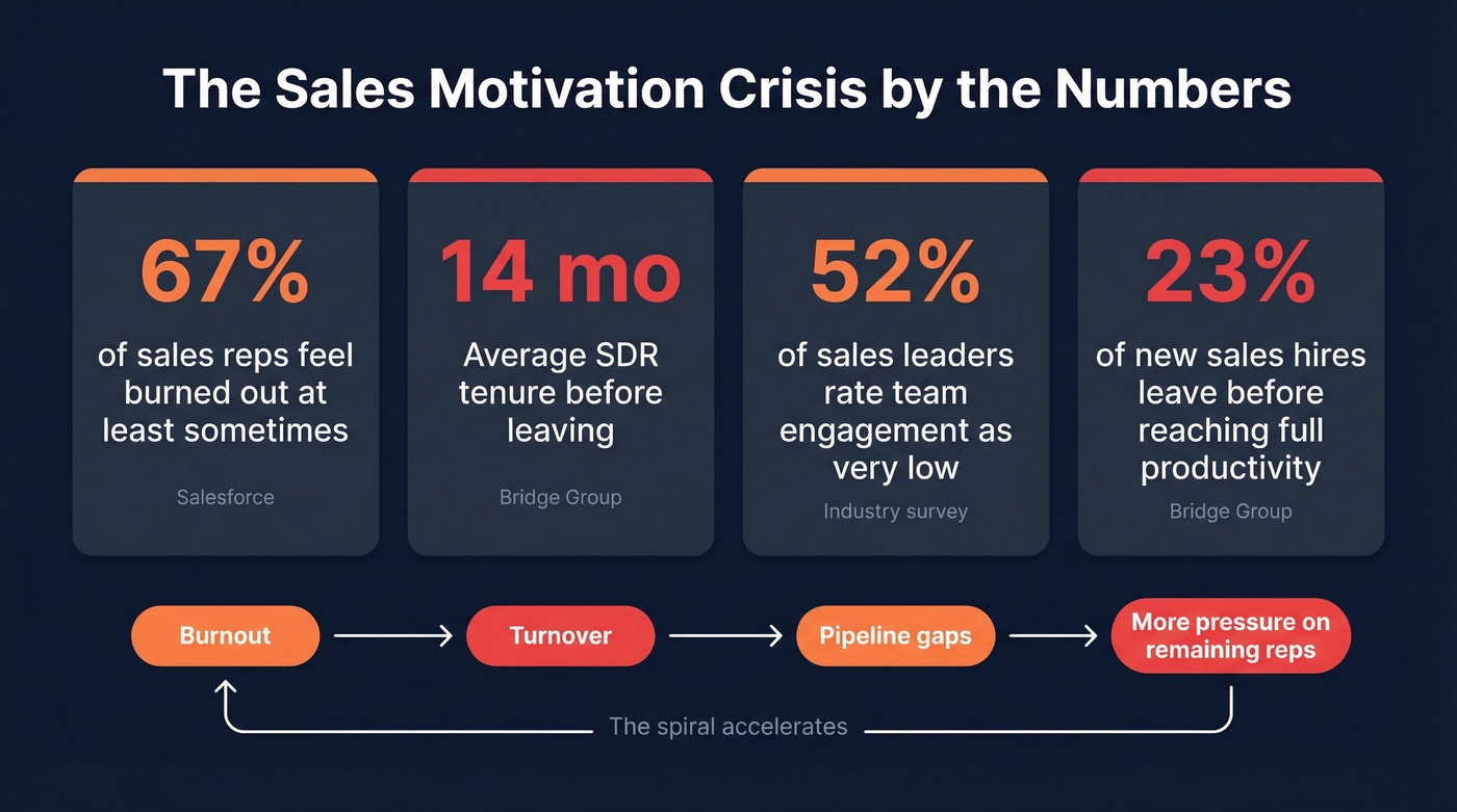 Key statistics on sales burnout and disengagement in 2026