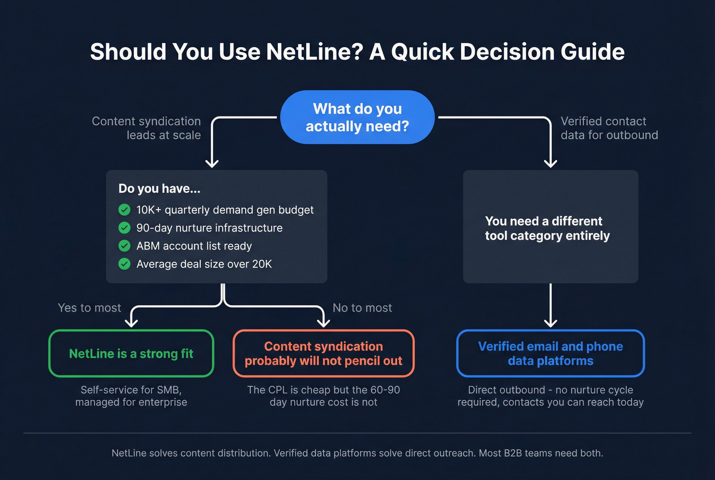 Decision flowchart for NetLine vs alternatives