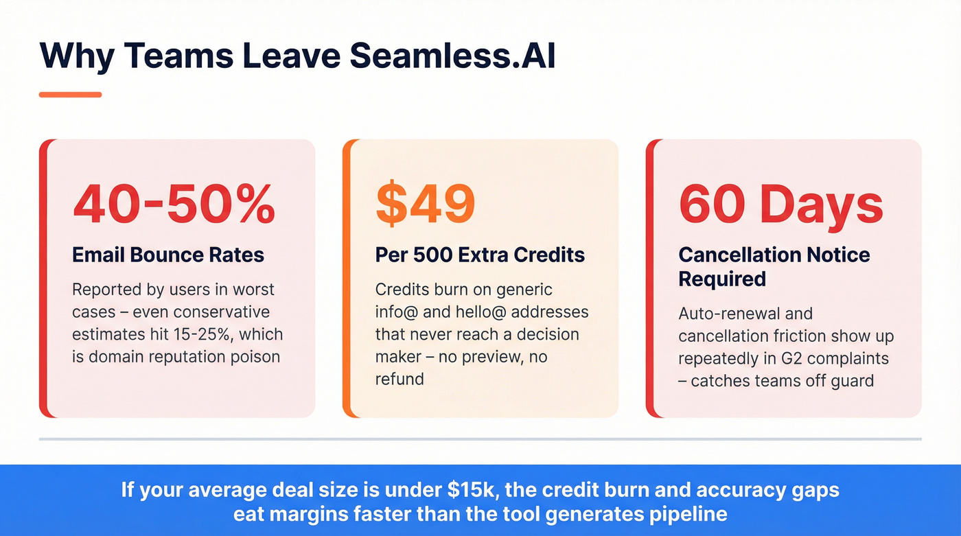 Seamless.AI pain points with key statistics