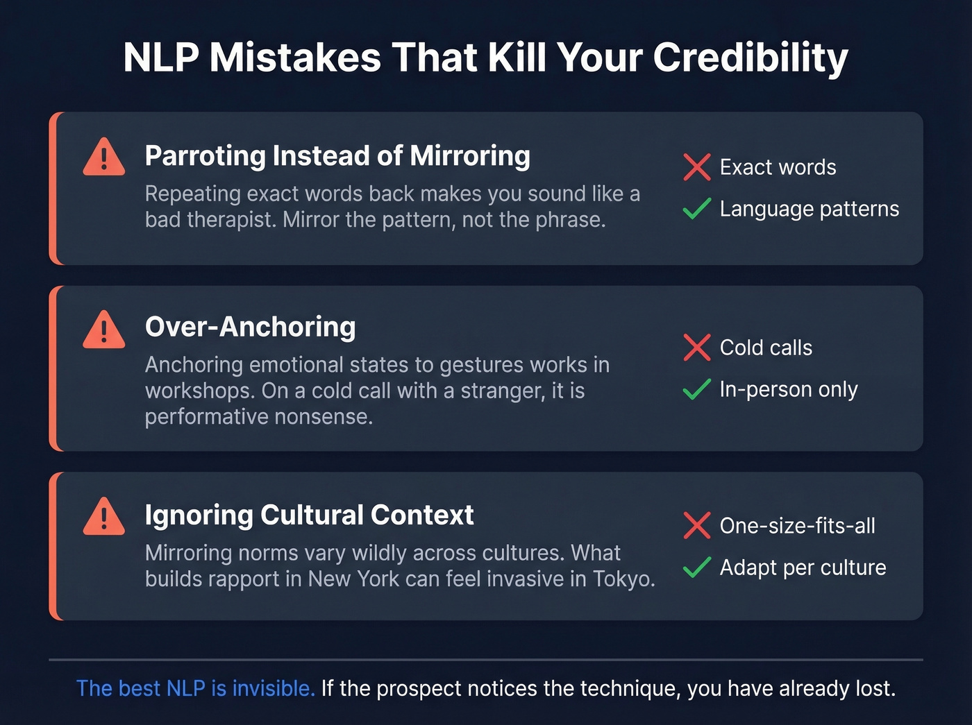 Three common NLP mistakes with warning indicators