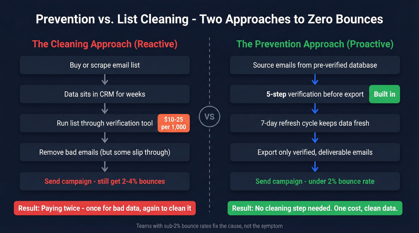 Prevention vs cleaning approach comparison diagram