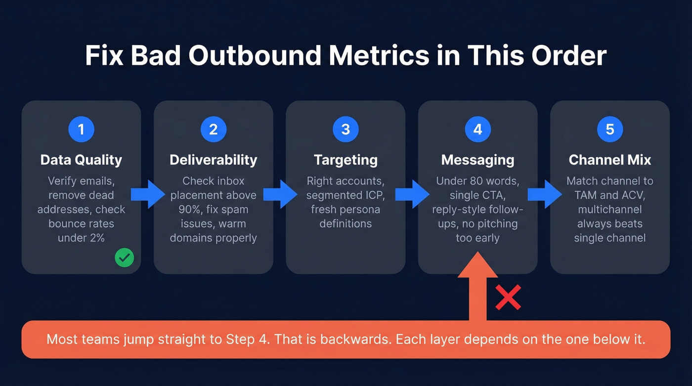 Five-step audit order to fix bad outbound metrics