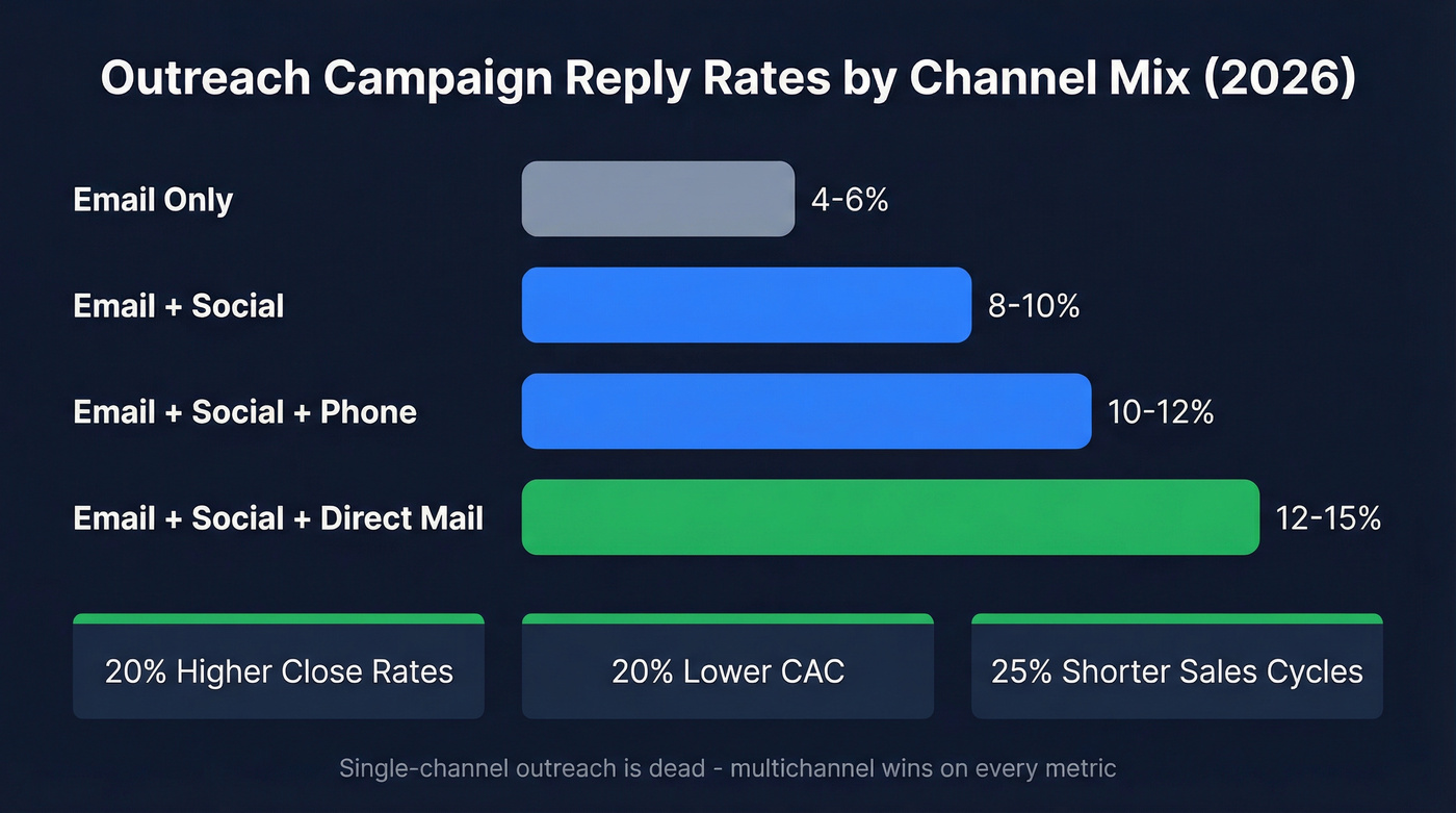 Multichannel outreach performance comparison bar chart