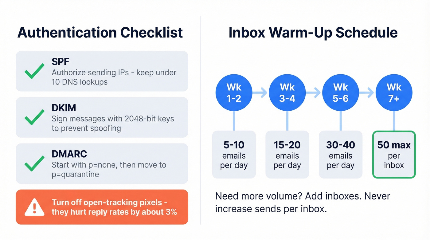 Email sending infrastructure setup checklist and warm-up timeline