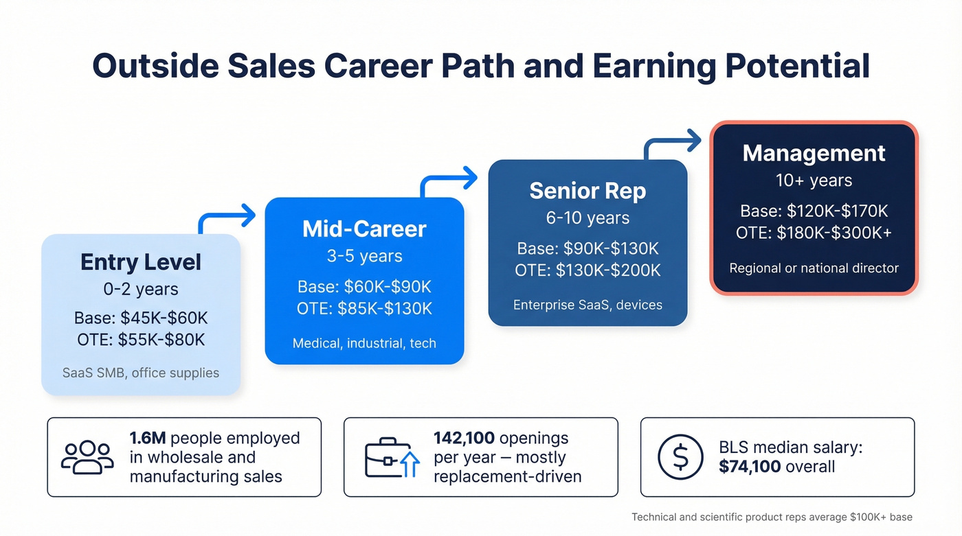Outside sales career path and salary progression